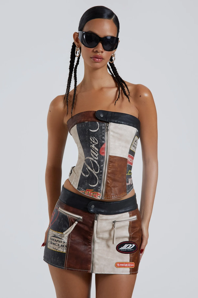 Latoya Vegan Leather Top + Skirt Set